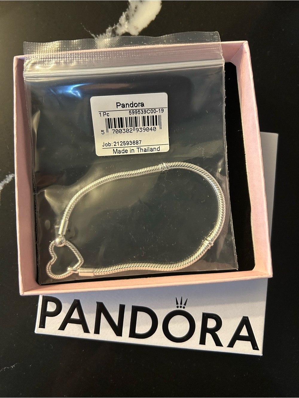 Pandora Moments Heart Closure Snake Chain Bracelet - SIZE 7.5 inches